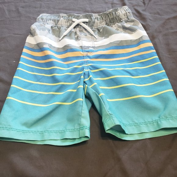 Old Navy Swim Shorts Camo Striped Design Liner Adjustable Jaw String 3T Boys - Picture 1 of 6